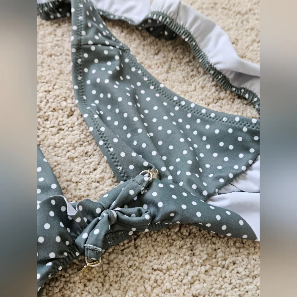 Girl's floral polka dot swimming suit and flower bikini bundle